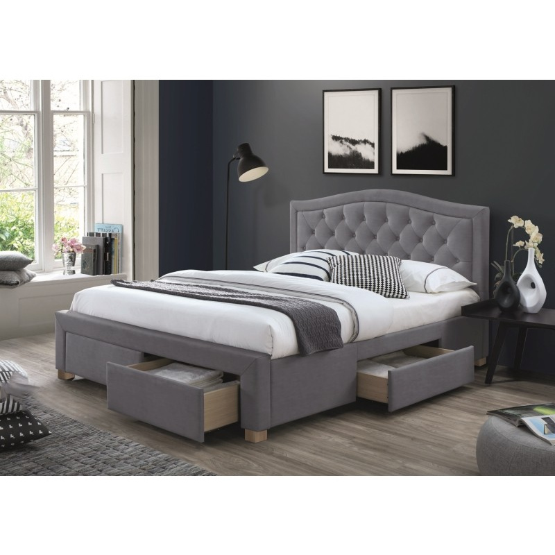 Čalúnená manželská posteľ OKSANA - 160x200 cm, šedá 2