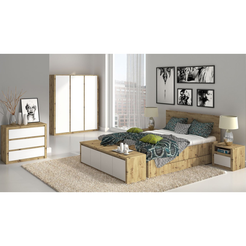 Nábytok do spálne RITA 1 - dub artisan / biely