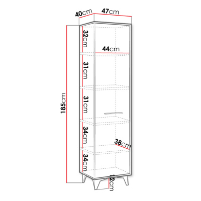 Úzka policová skriňa 47 cm BIBLIS - orech