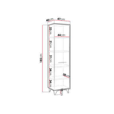 Úzka policová skriňa 47 cm BIBLIS - orech