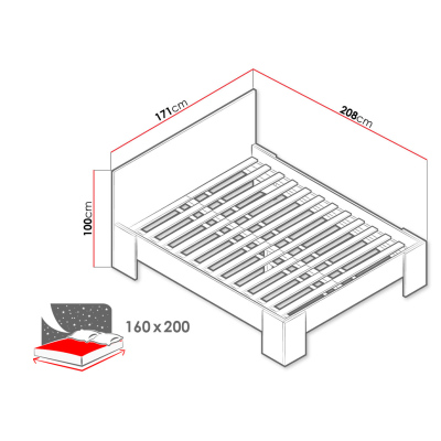 Manželská posteľ s roštom 160x200 BIBLIS - orech
