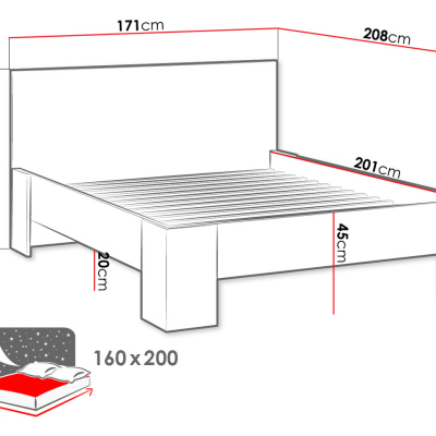 Manželská posteľ s roštom 160x200 BIBLIS - orech