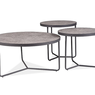 Set konferenčných stolíkov BJORN - šedý betón / čierny