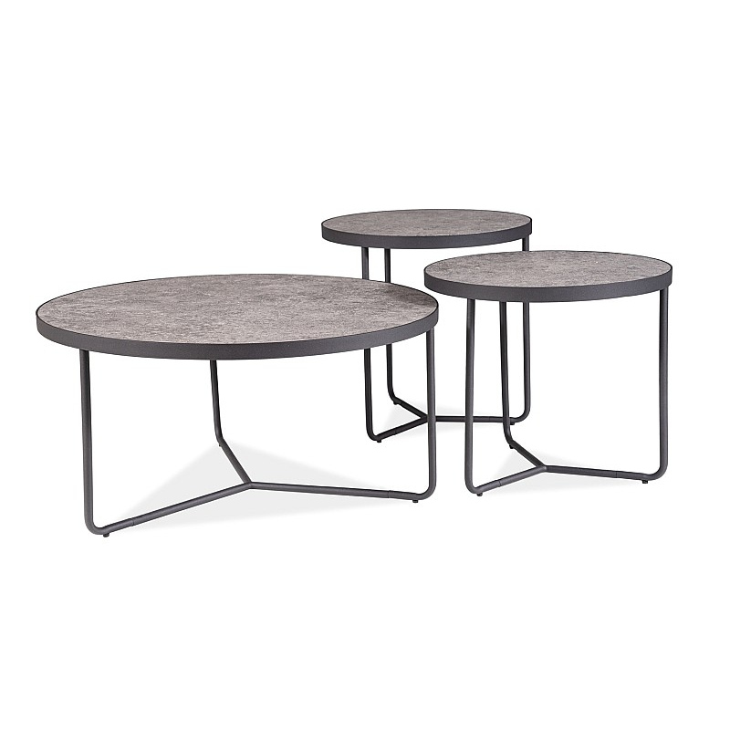Set konferenčných stolíkov BJORN - šedý betón / čierny