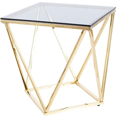 Dizajnový odkladací stolík SULO - sklo / zlatý