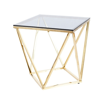 Dizajnový odkladací stolík SULO - sklo / zlatý