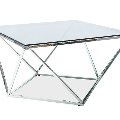 Dizajnový konferenčný stolík SULO - sklo / strieborný