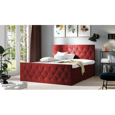 Boxspringová dvojlôžková posteľ 200x200 SENSE 2 - červená + topper ZDARMA