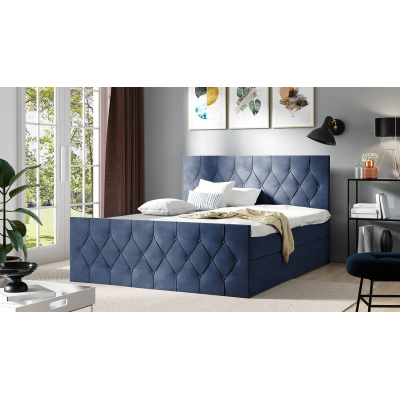 Boxspringová dvojlôžková posteľ 180x200 SENSE 2 - modrá + topper ZDARMA