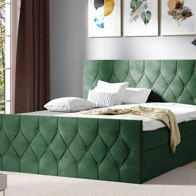 Boxspringová dvojlôžková posteľ 180x200 SENSE 2 - zelená + topper ZDARMA