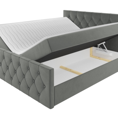 Boxspringová dvojlôžková posteľ 160x200 SENSE 2 - šedá + topper ZDARMA