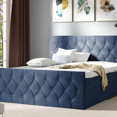 Boxspringová jednolôžková posteľ 120x200 SENCE 2 - modrá + topper ZDARMA