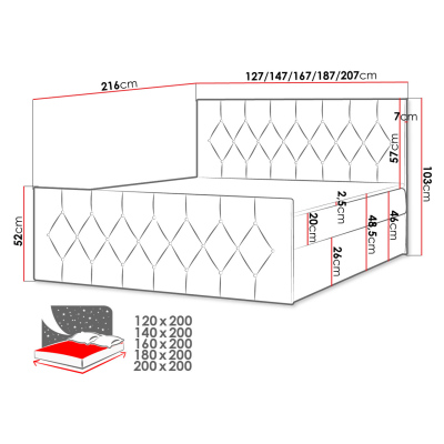 Boxspringová jednolôžková posteľ 120x200 SENCE 2 - čierna + topper ZDARMA
