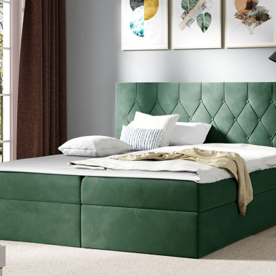 Americká dvojlôžková posteľ 200x200 SENSE 1 - zelená + topper ZDARMA