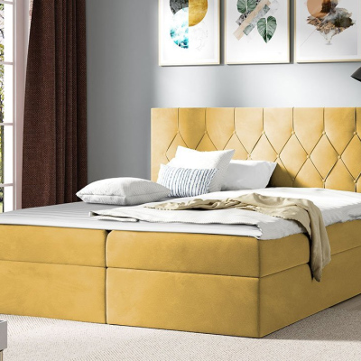 Americká dvojlôžková posteľ 200x200 SENSE 1 - žltá + topper ZDARMA