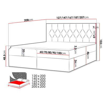 Americká dvojlôžková posteľ 200x200 SENSE 1 - červená + topper ZDARMA