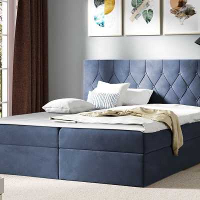 Americká dvojlôžková posteľ 140x200 SENSE 1 - modrá + topper ZDARMA