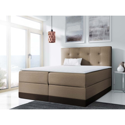 Boxspringová manželská posteľ 180x200 SANDIA - hnedá + topper ZDARMA
