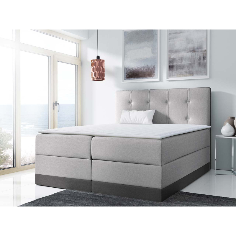 Boxspringová manželská posteľ 160x200 SANDIA - šedá + topper ZDARMA