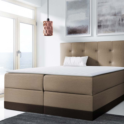 Boxspringová manželská posteľ 140x200 SANDIA - hnedá + topper ZDARMA