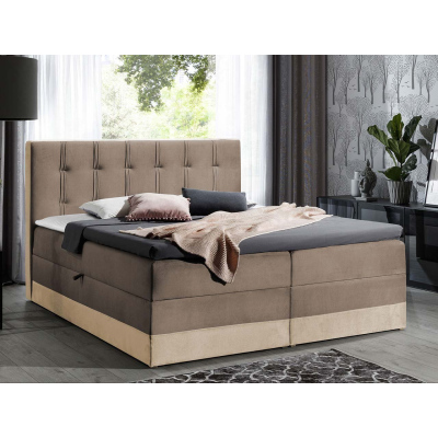 Boxspringová jednolôžková posteľ 120x200 SANDIA - hnedá + topper ZDARMA