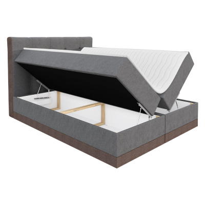 Boxspringová jednolôžková posteľ 120x200 SANDIA - šedá + topper ZDARMA
