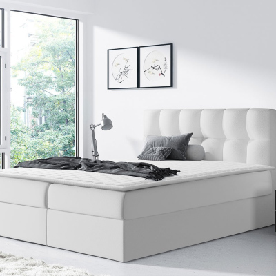 Hotelová jednolôžková posteľ 120x200 KOLDBY - biela ekokoža + topper ZDARMA