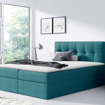 Hotelová jednolôžková posteľ 120x200 KOLDBY - modrá + topper ZDARMA