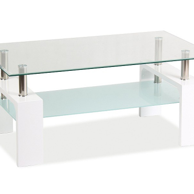 Konferenčný stolík LACO - transparentný / lesklý biely
