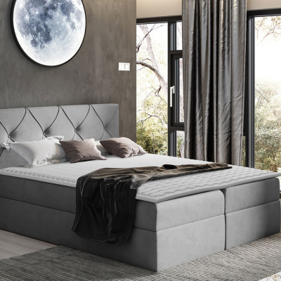 Americká manželská posteľ 180x200 LITZY 1 - svetlá šedá + topper ZDARMA