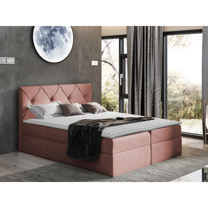 Americká manželská posteľ 160x200 LITZY 1 - ružová + topper ZDARMA