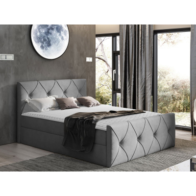 Kontinentálna manželská posteľ 200x200 LITZY 2 - svetlá šedá + topper ZDARMA