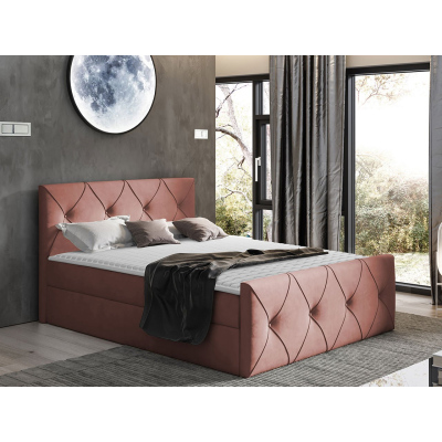 Kontinentálna manželská posteľ 200x200 LITZY 2 - ružová + topper ZDARMA