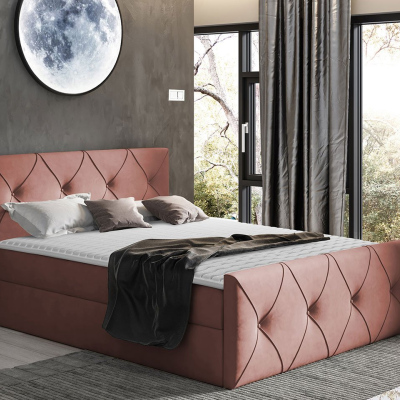 Kontinentálna manželská posteľ 160x200 LITZY 2 - ružová + topper ZDARMA