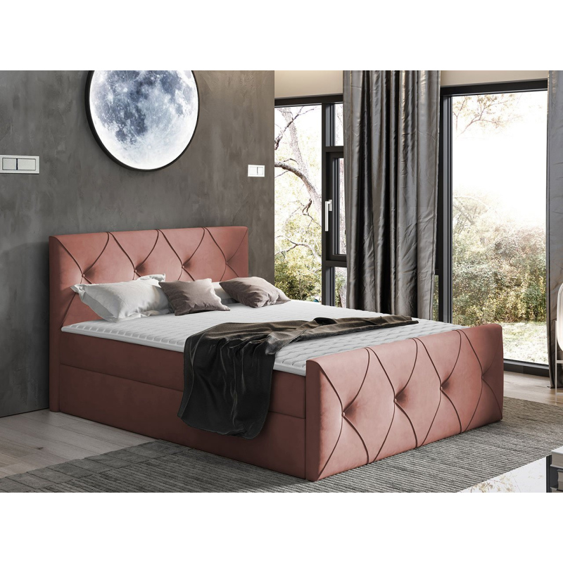 Kontinentálna manželská posteľ 140x200 LITZY 2 - ružová + topper ZDARMA