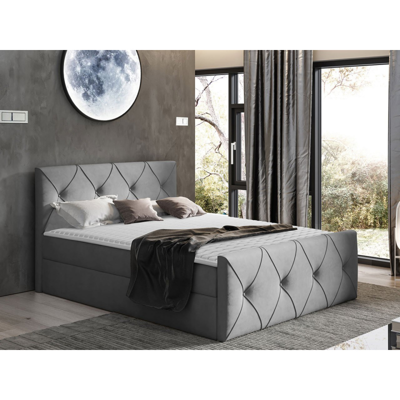 Kontinentálna manželská posteľ 160x200 LITZY 2 - svetlá šedá + topper ZDARMA