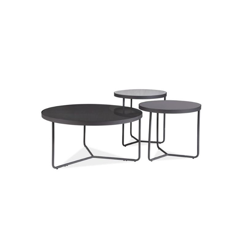 Set konferenčných stolíkov MIKKO - šedý / čierny