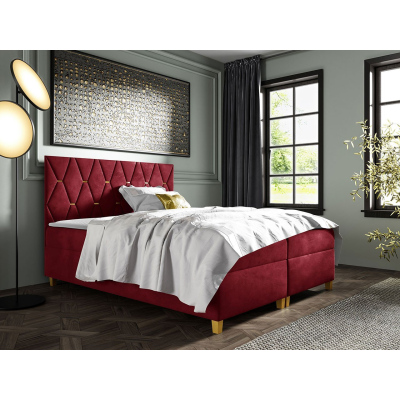 Boxspringová dvojlôžková posteľ 180x200 LUELA - červená + topper ZDARMA