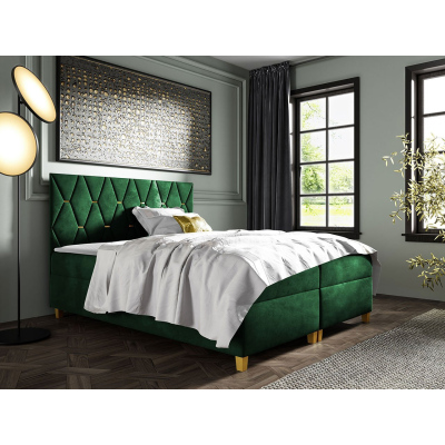 Boxspringová dvojlôžková posteľ 180x200 LUELA - zelená + topper ZDARMA