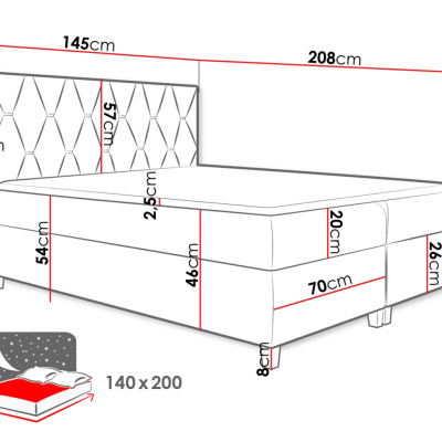 Boxspringová dvojlôžková posteľ 180x200 LUELA - modrá + topper ZDARMA