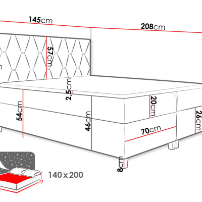 Boxspringová dvojlôžková posteľ 160x200 LUELA - červená + topper ZDARMA