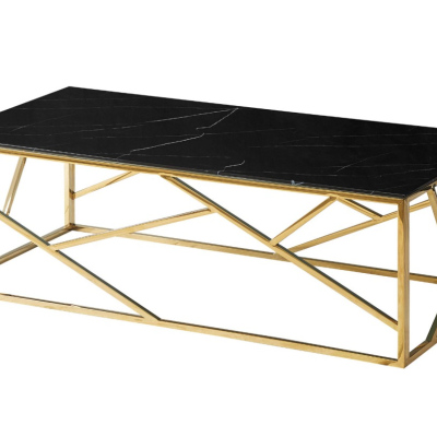 Dizajnový konferenčný stolík PIM 2 - čierny mramor / zlatý