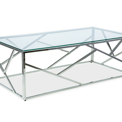 Dizajnový konferenčný stolík PIM 1 - transparentný / strieborný