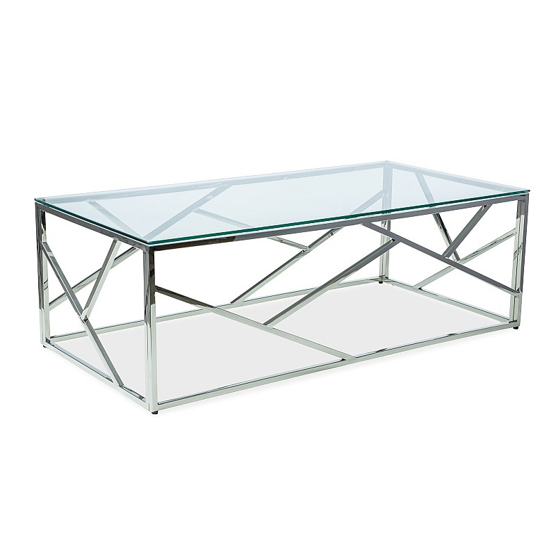 Dizajnový konferenčný stolík PIM 1 - transparentný / strieborný