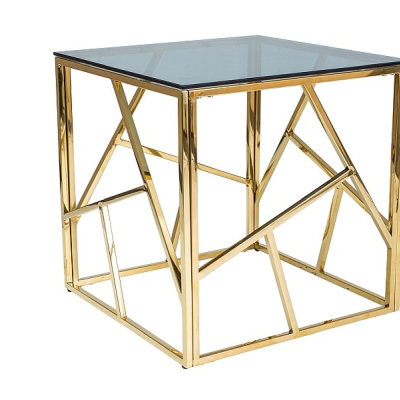Dizajnový odkladací stolík PIM 1 - sklo / zlatý