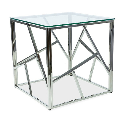 Dizajnový odkladací stolík PIM 1 - transparentný / strieborný