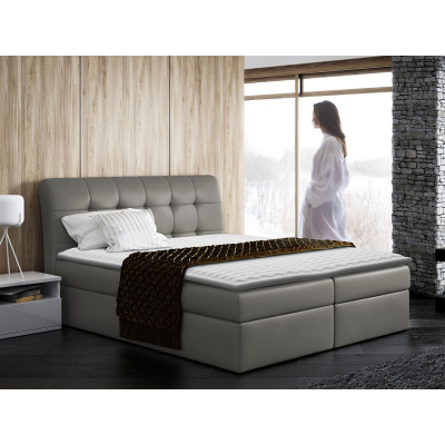 Hotelová manželská posteľ 180x200 LUPE - šedá eko koža + topper ZDARMA