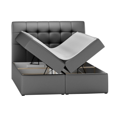 Hotelová manželská posteľ 160x200 LUPE - šedá eko koža + topper ZDARMA