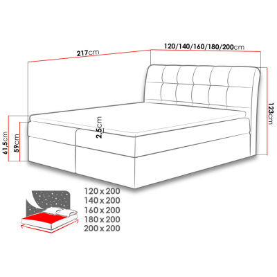 Hotelová manželská posteľ 180x200 LUPE - béžová eko koža + topper ZDARMA