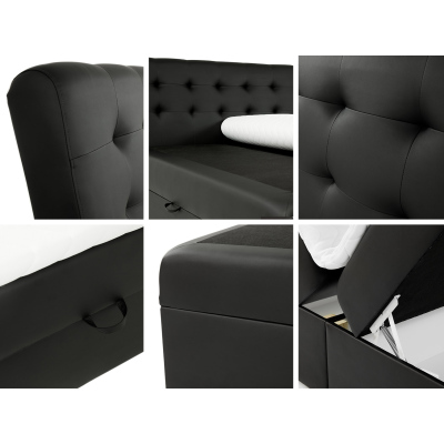Hotelová manželská posteľ 160x200 LUPE - šedá eko koža + topper ZDARMA
